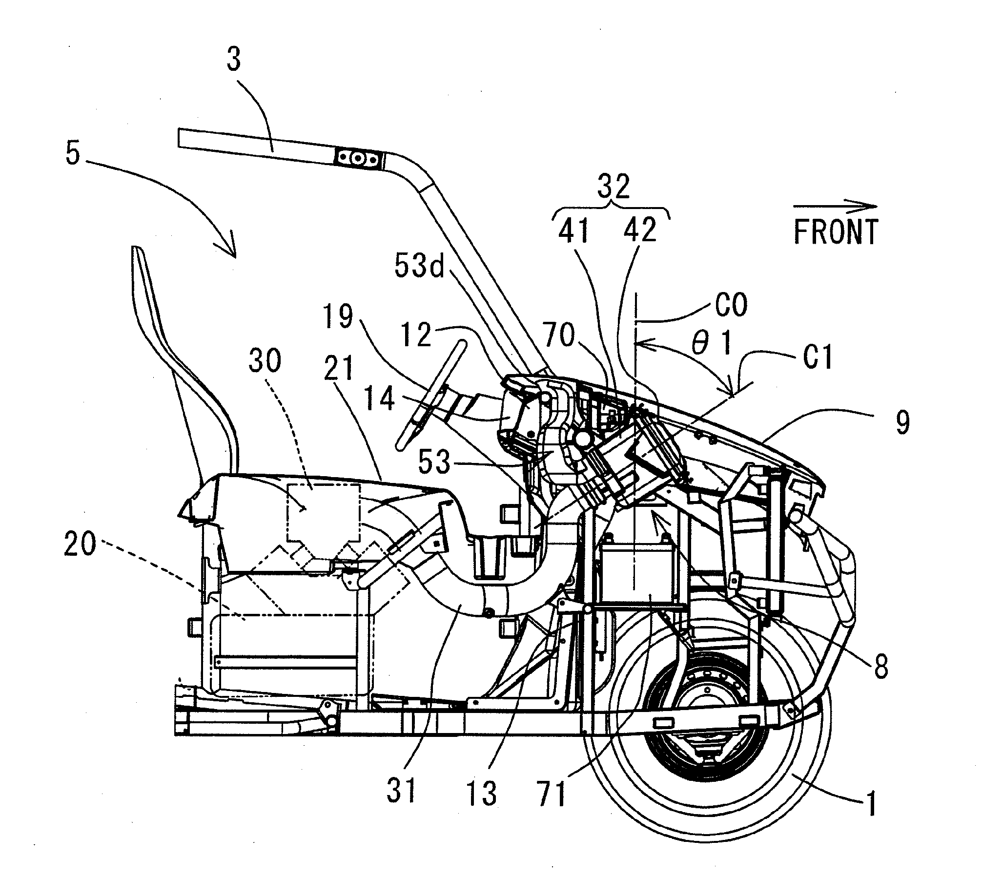 Utility vehicle with air-intake apparatus for engine