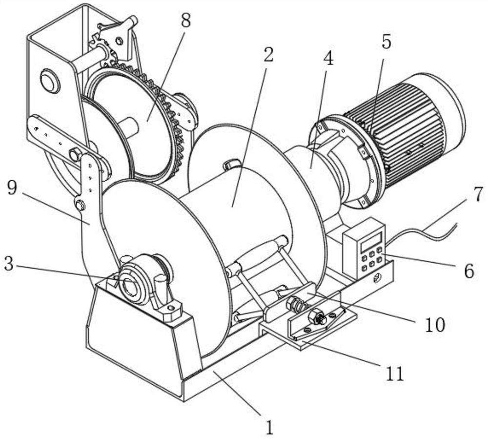 Rope winding device of hoisting equipment for power cable