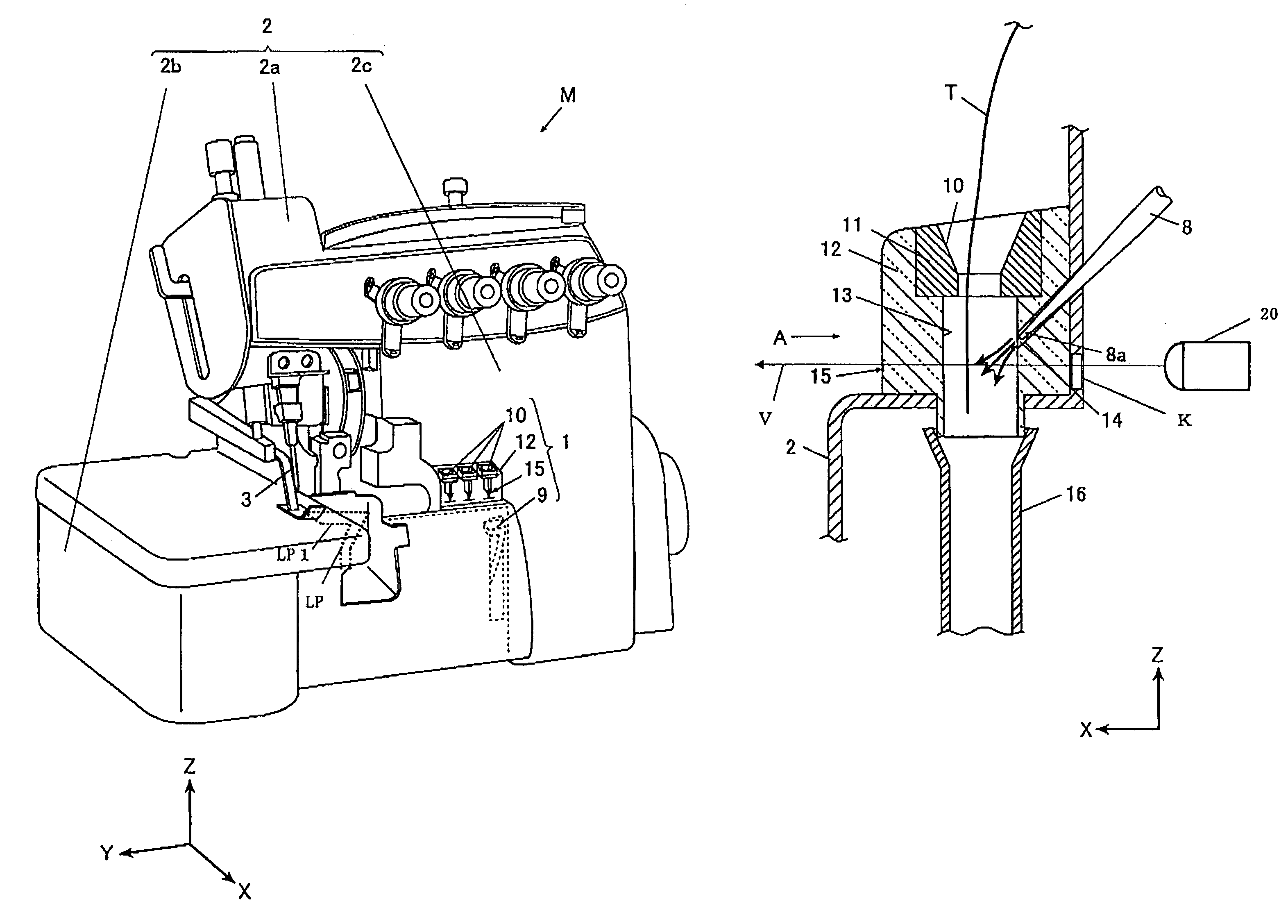 Threading device of sewing machine