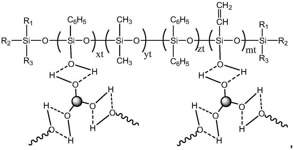 Nanometer silicon dioxide hybrid vinyl phenyl silicon intermediate material and preparing method and application thereof