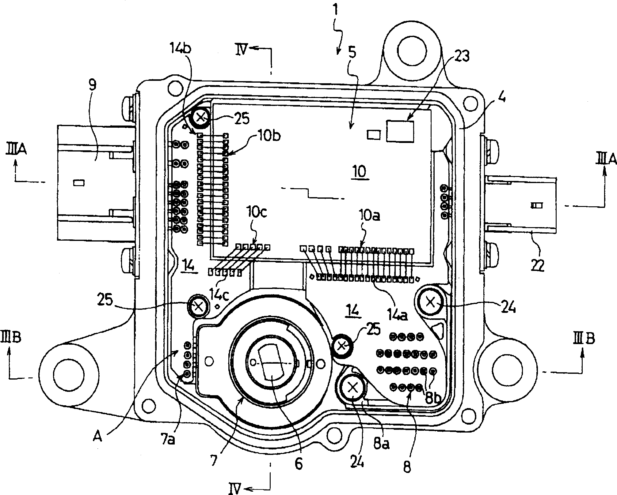 Control device with shift position detector, and power train with the control device