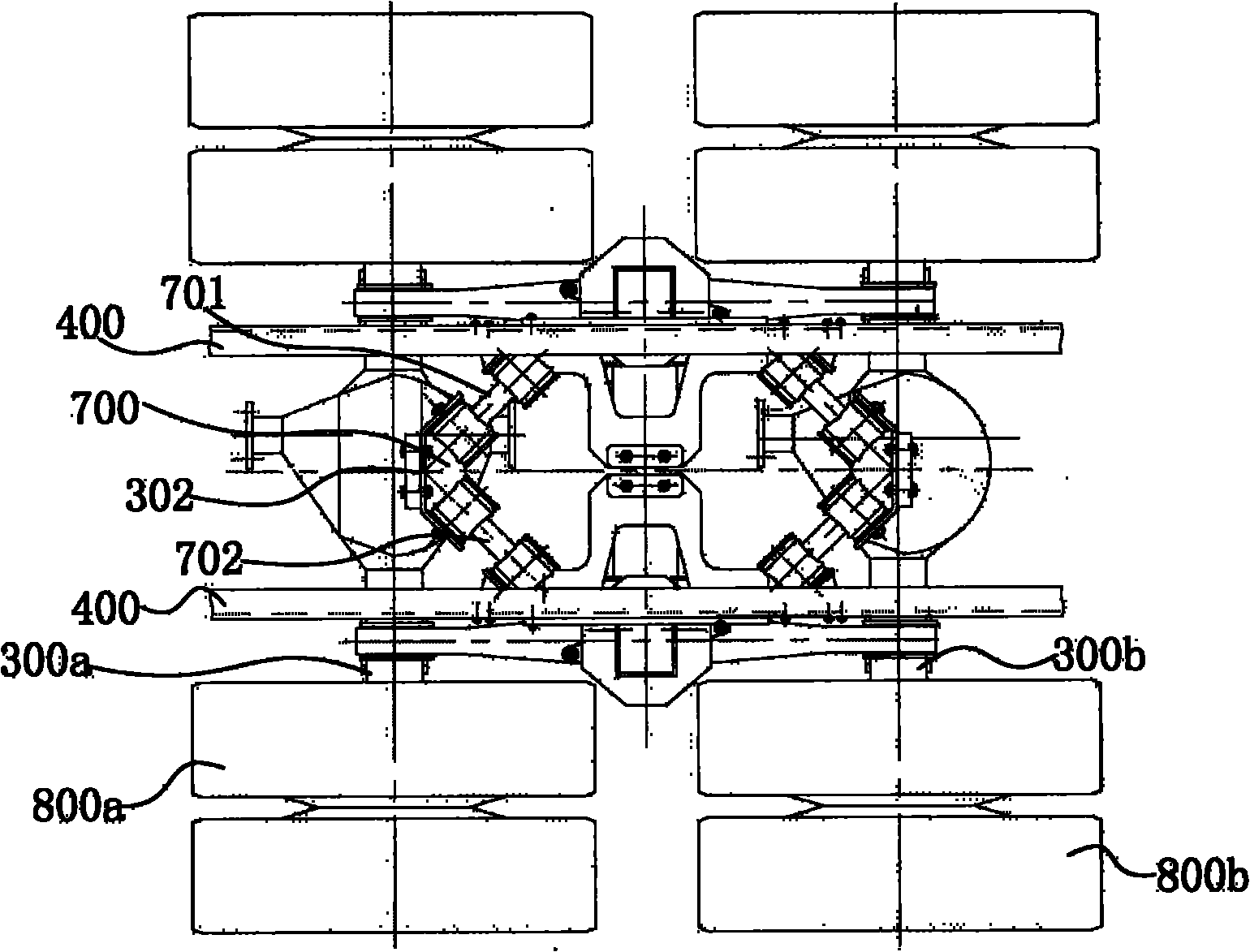 Suspension system with linkage of two vehicle axles