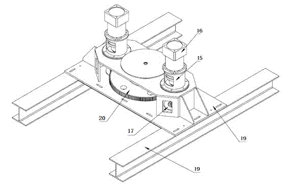 Rotating testing device for vortex-induced vibration of movable inclined riser at lower top of shear flow
