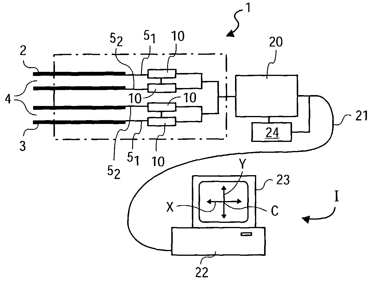 Method and device to control a computer system utilizing a fluid flow