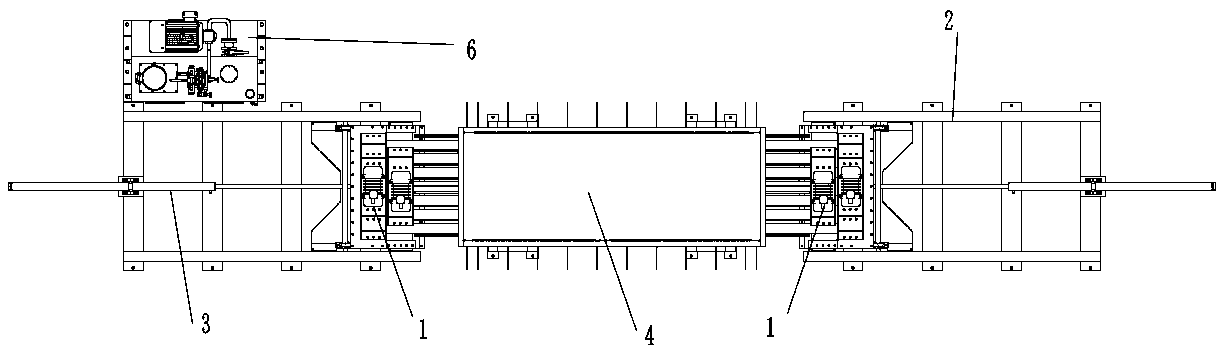 Production device and construction method for two-way core drawing prefabricated hollow seismic wall panel