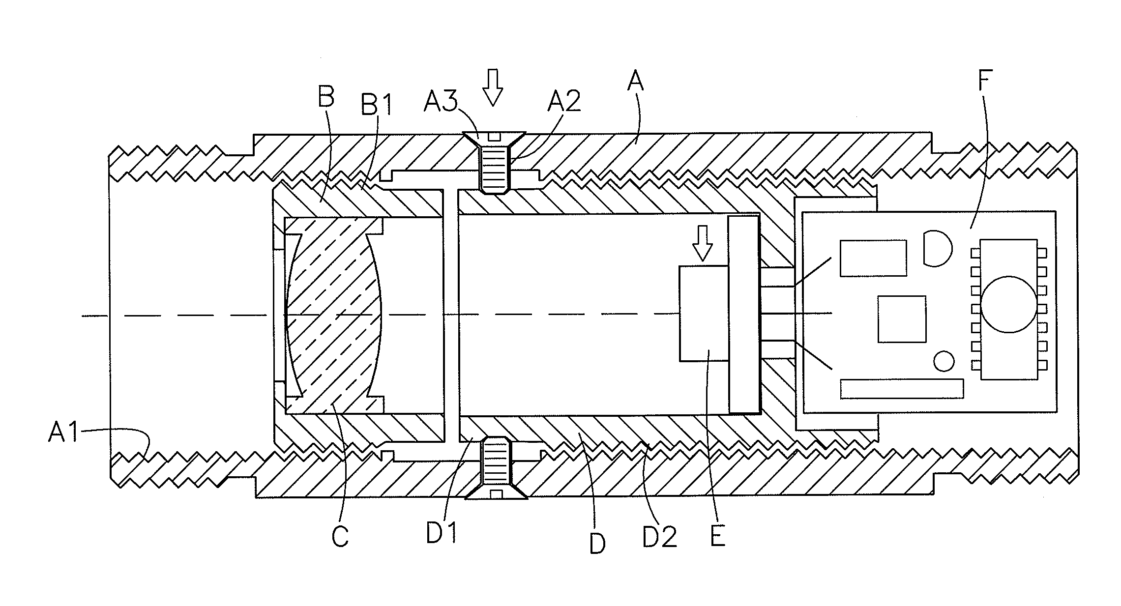 Laser module co-axis adjustment structure