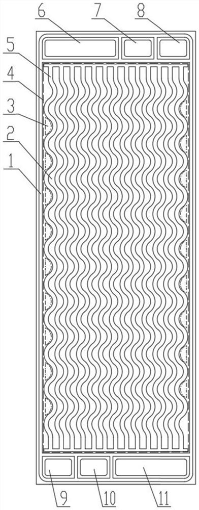 A flow field structure to improve the effective area of ​​the wavy flow channel flow field of the fuel cell bipolar plate