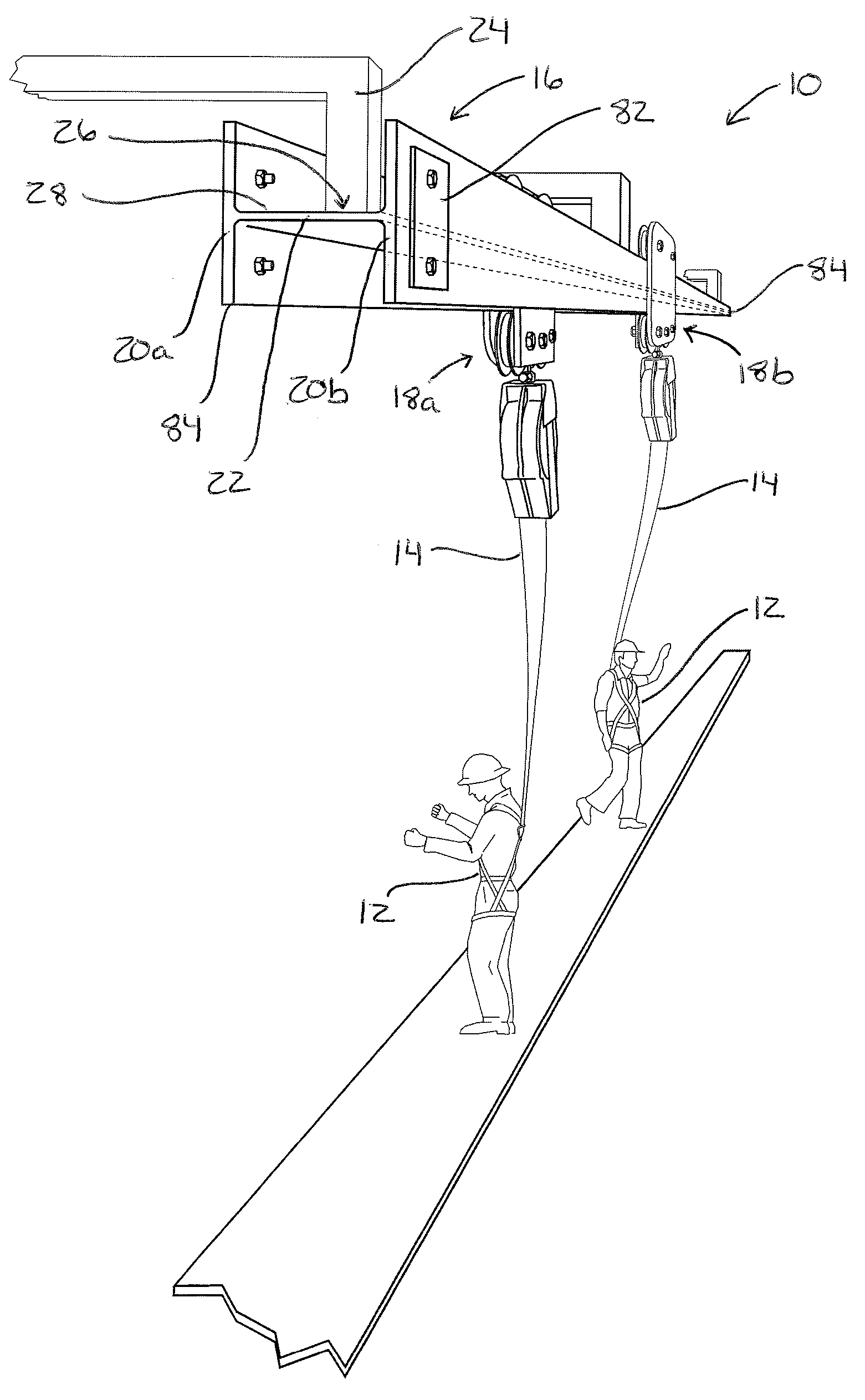 Rigid rail fall protection apparatus having bypassable moveable anchorages