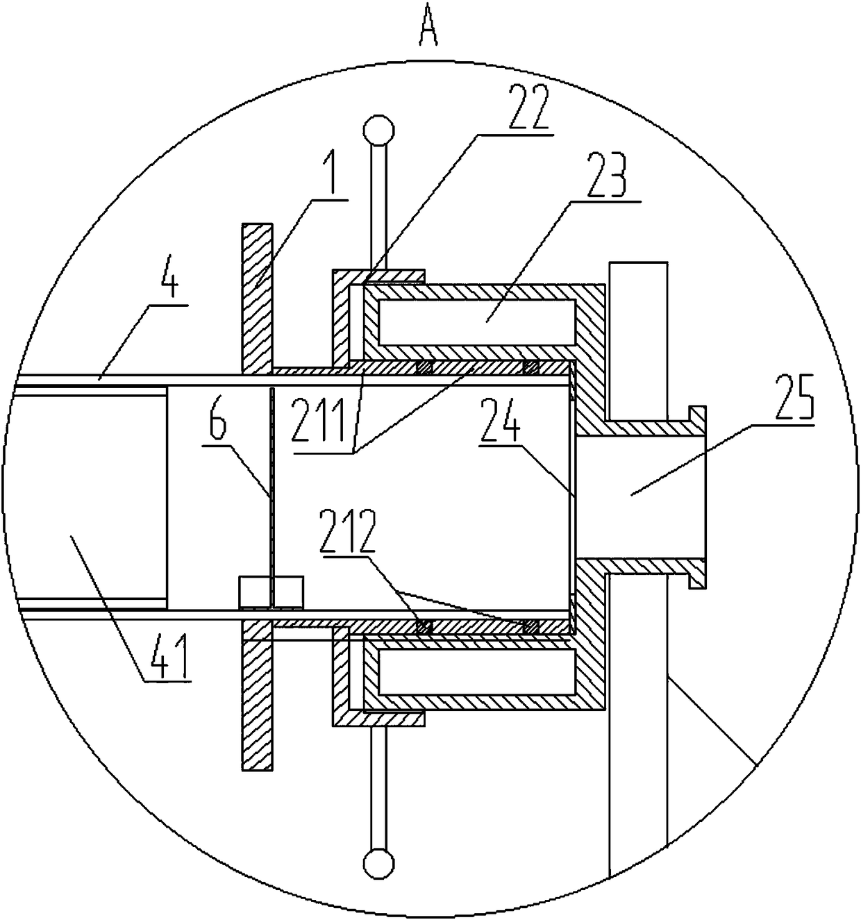 Air-discharging sealing device and method for open quartz ampoule