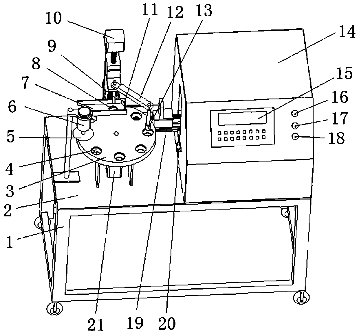 A vertical semi-automatic lychee pitting and peeling machine