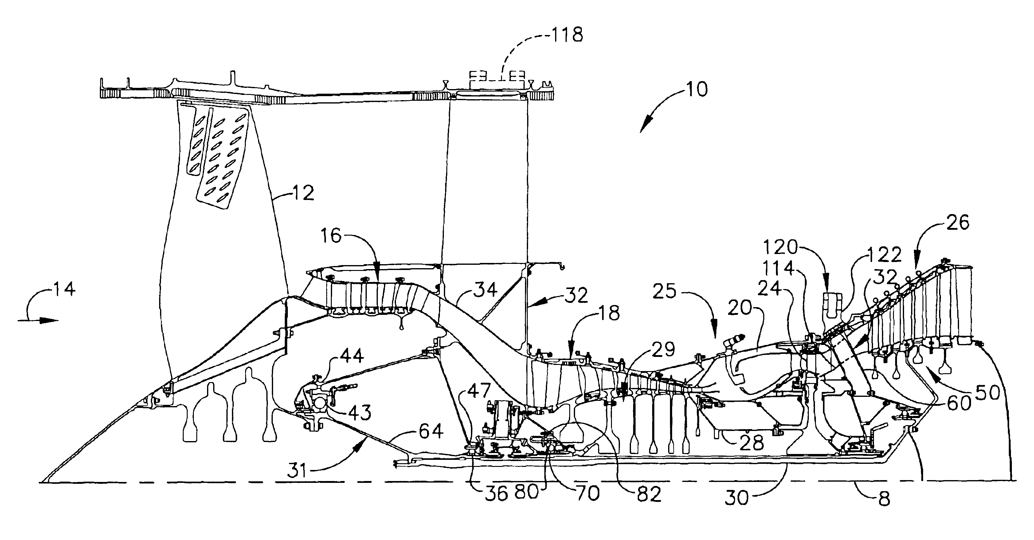 Aircraft engine with inter-turbine engine frame
