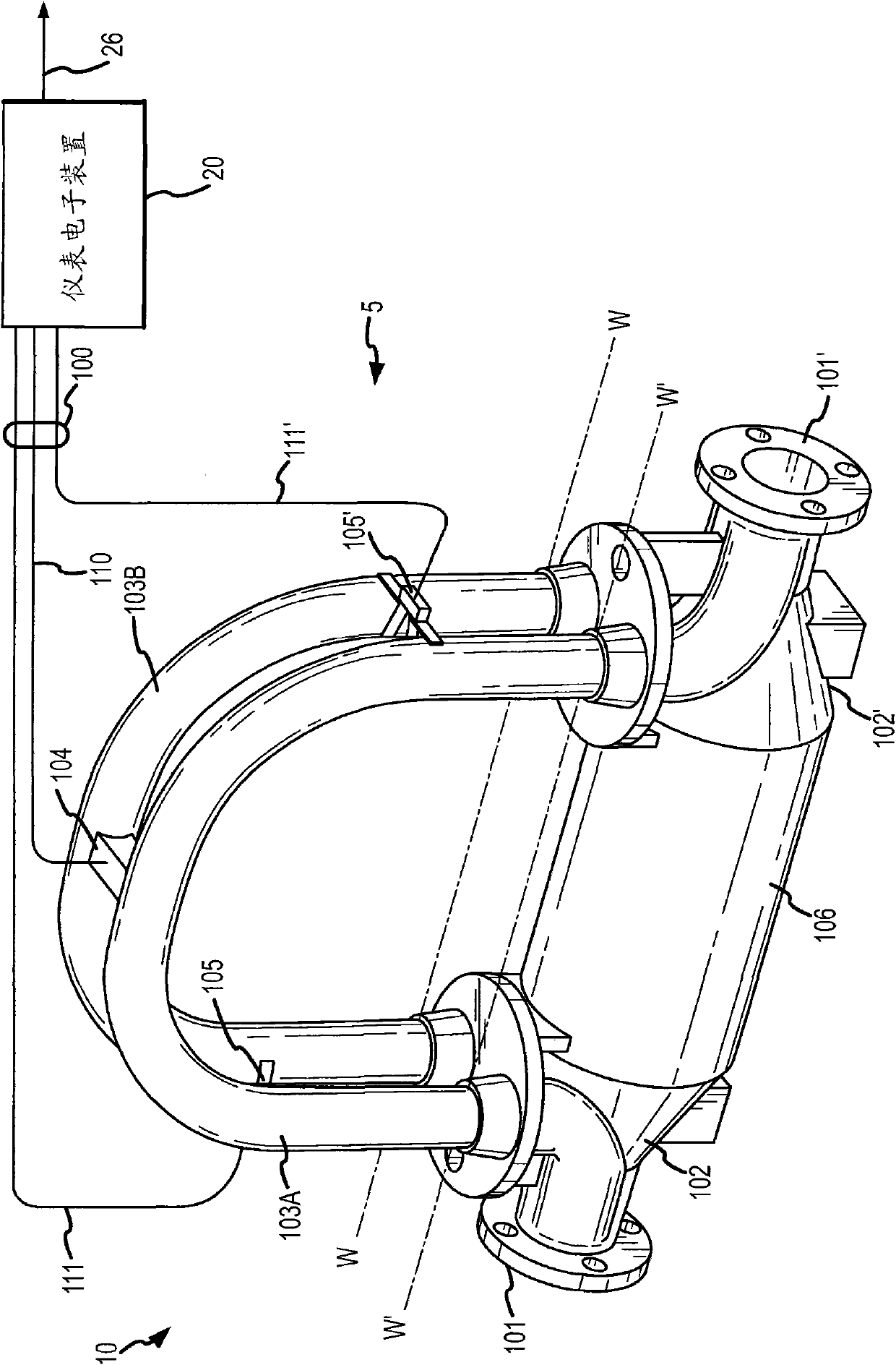 Vibratory flow meter and method for correcting for an entrained phase in a two-phase flow of a flow material