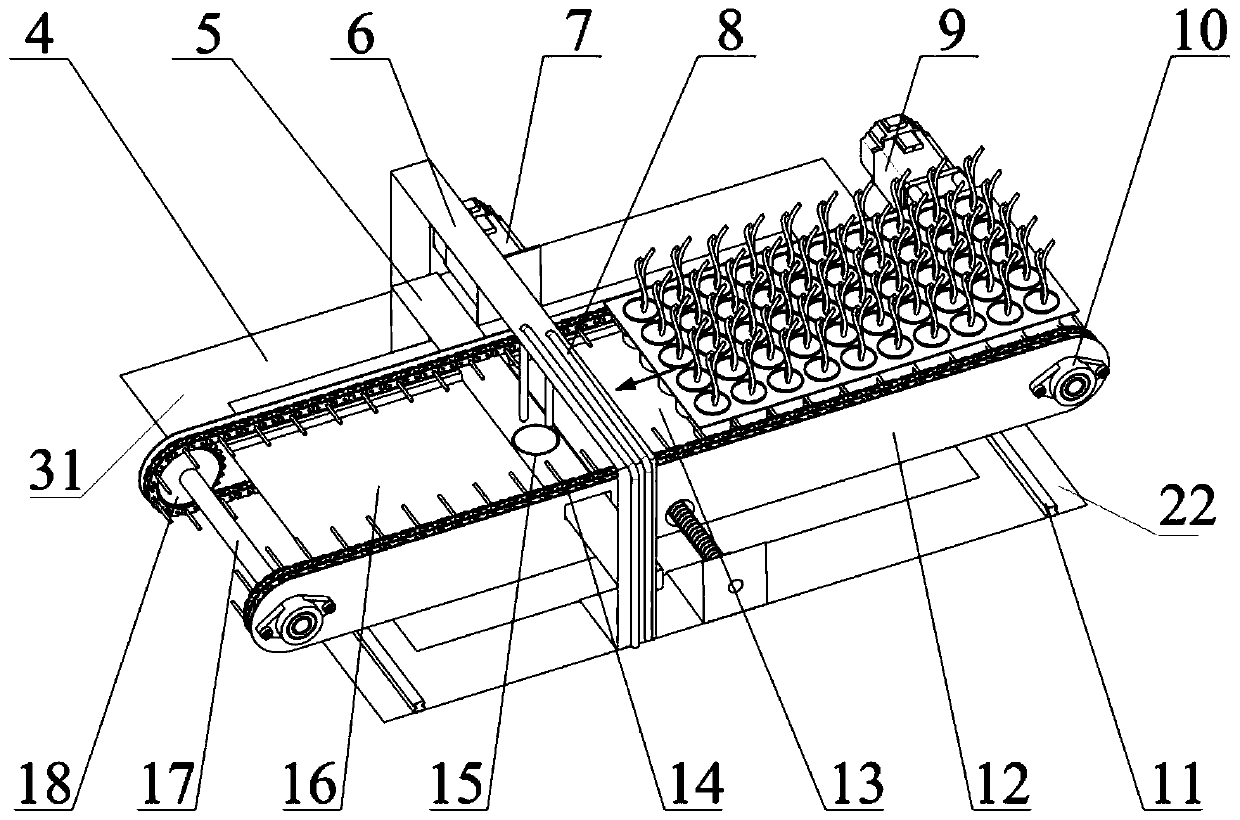 A device and method for automatically sending seedlings, taking seedlings, and throwing seedlings for a plug-in seedling transplanting machine