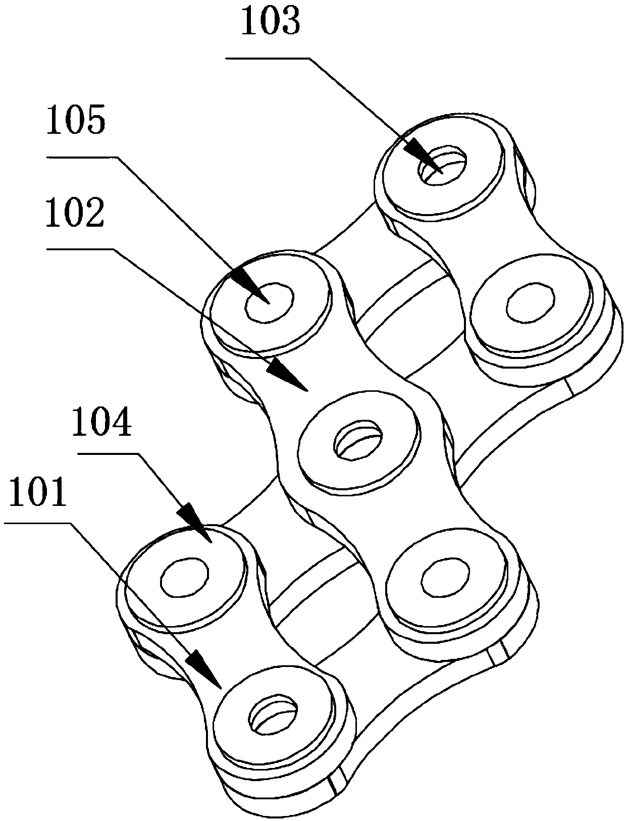 Cross-beam-free type dispersing deflexion expansion joint mechanism