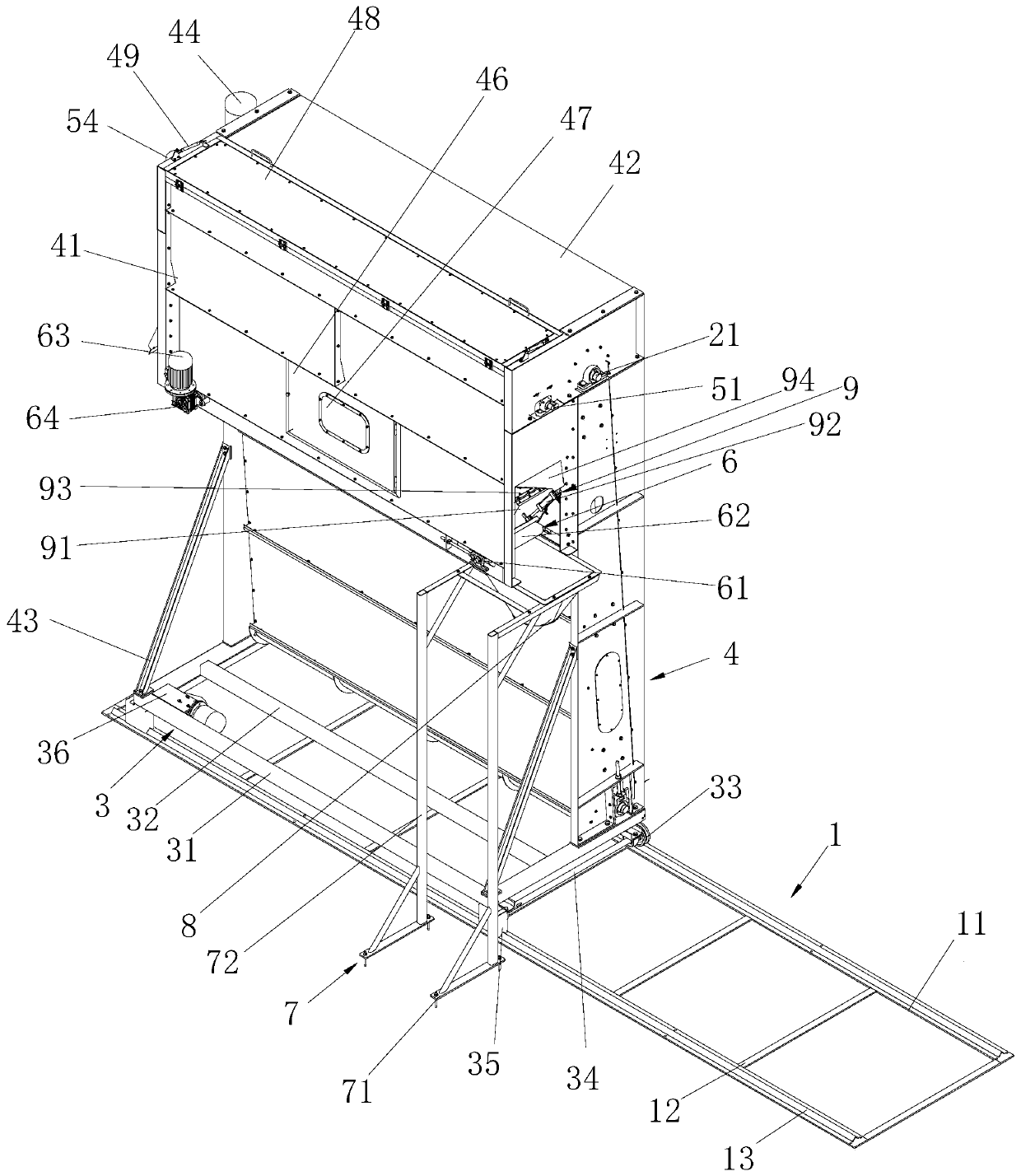 Wool fiber elevating and collecting device