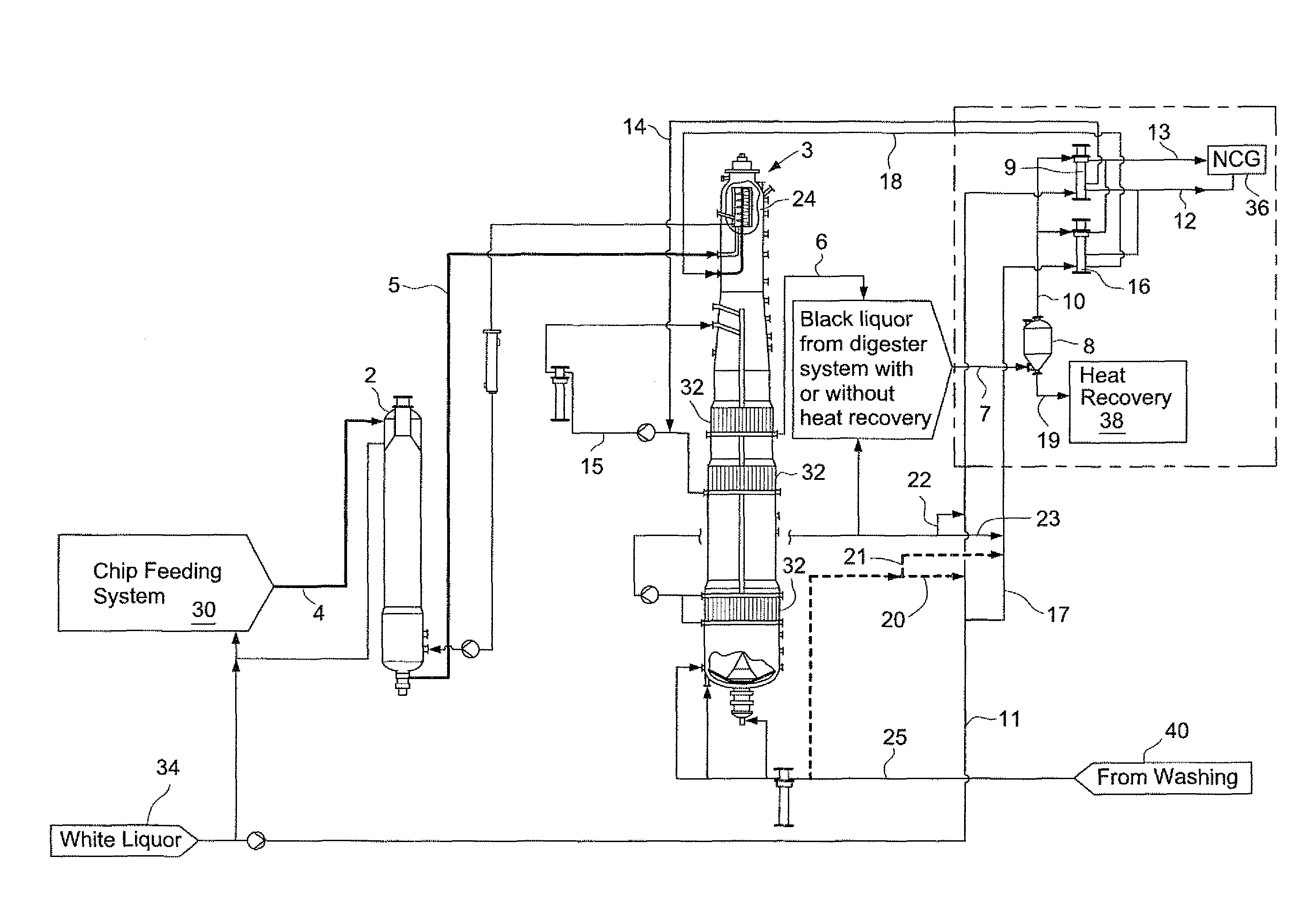 Heat recovery from spent cooking liquor in a digester plant of a chemical pulp mill