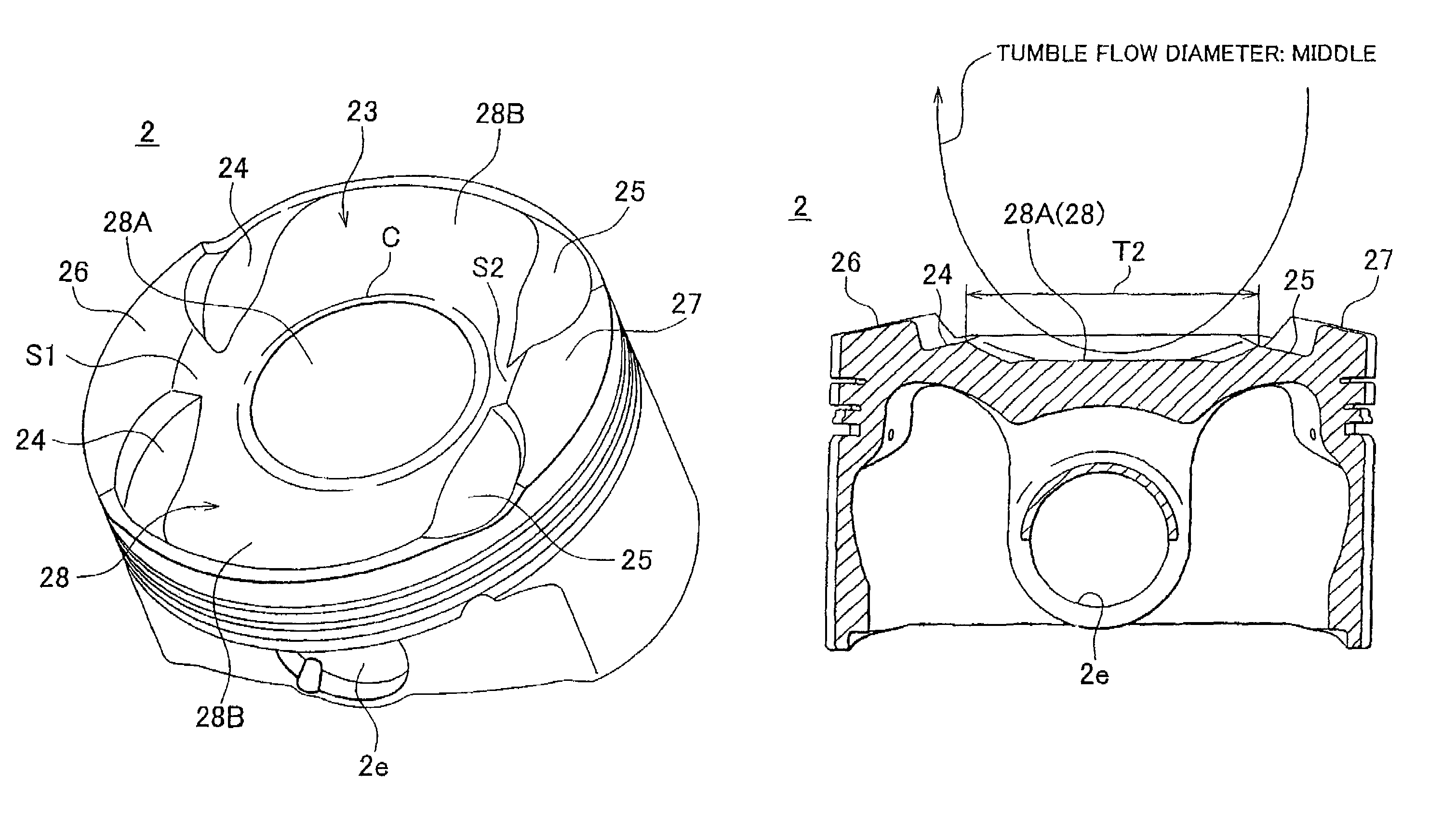 Piston for internal combustion engine, and internal combustion engine using the piston