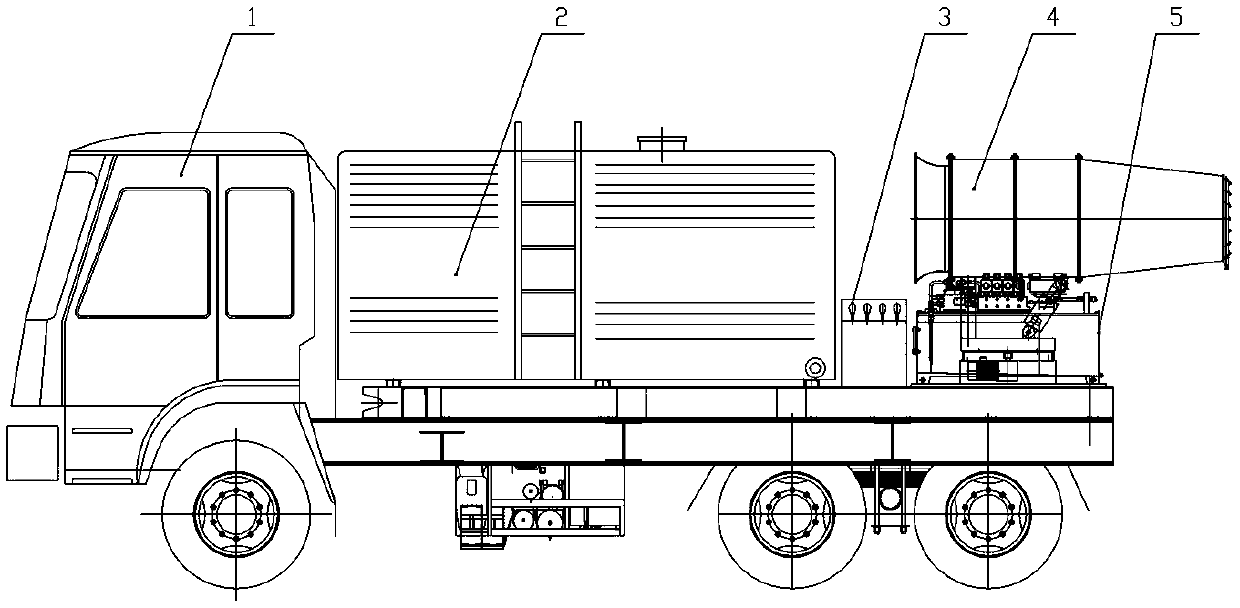 Mobile multi-stage hydraulic transmission air-supply spray dust suppression vehicle