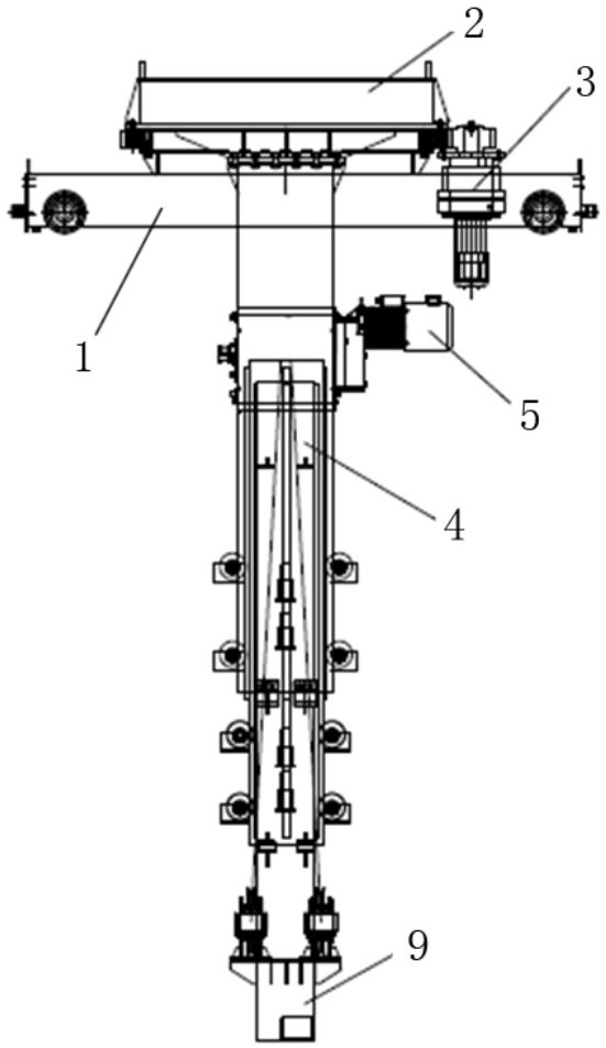 Rotatable low-clearance bridge type carrying crane