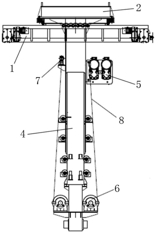 Rotatable low-clearance bridge type carrying crane