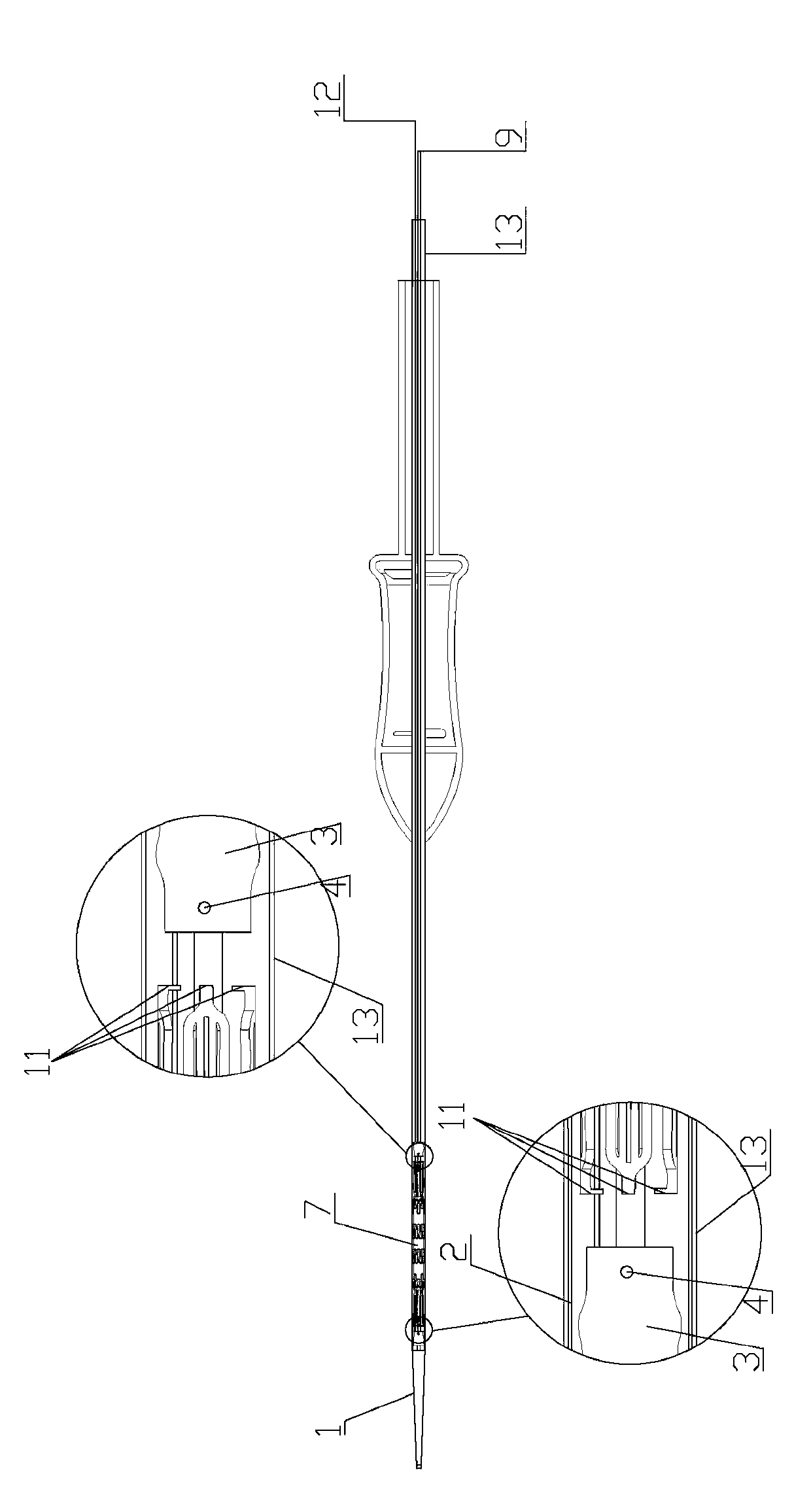 Conveying device of covered stent