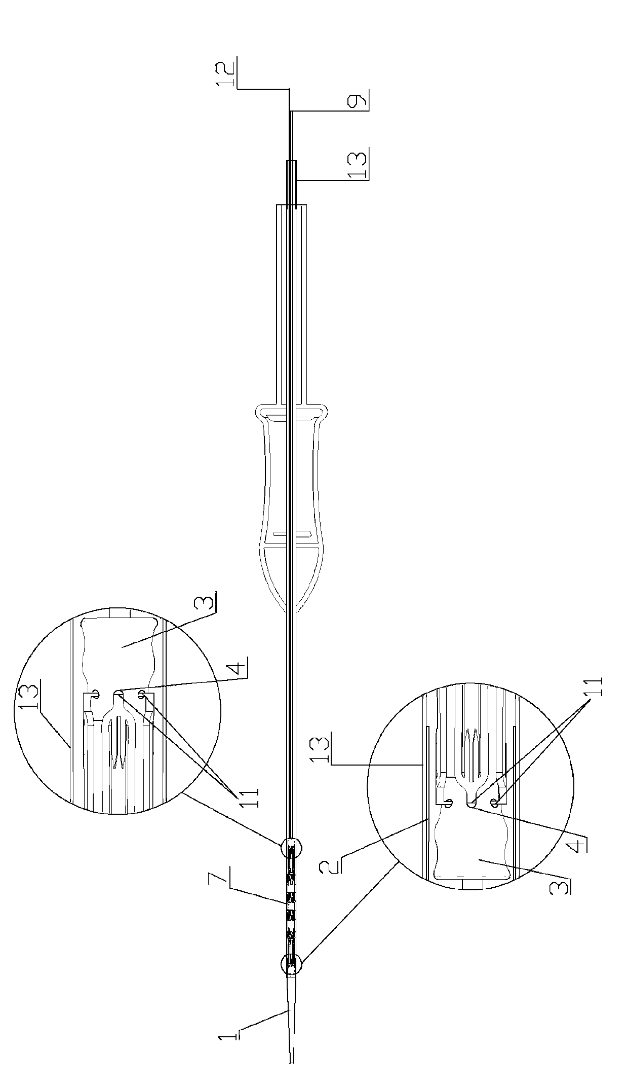 Conveying device of covered stent