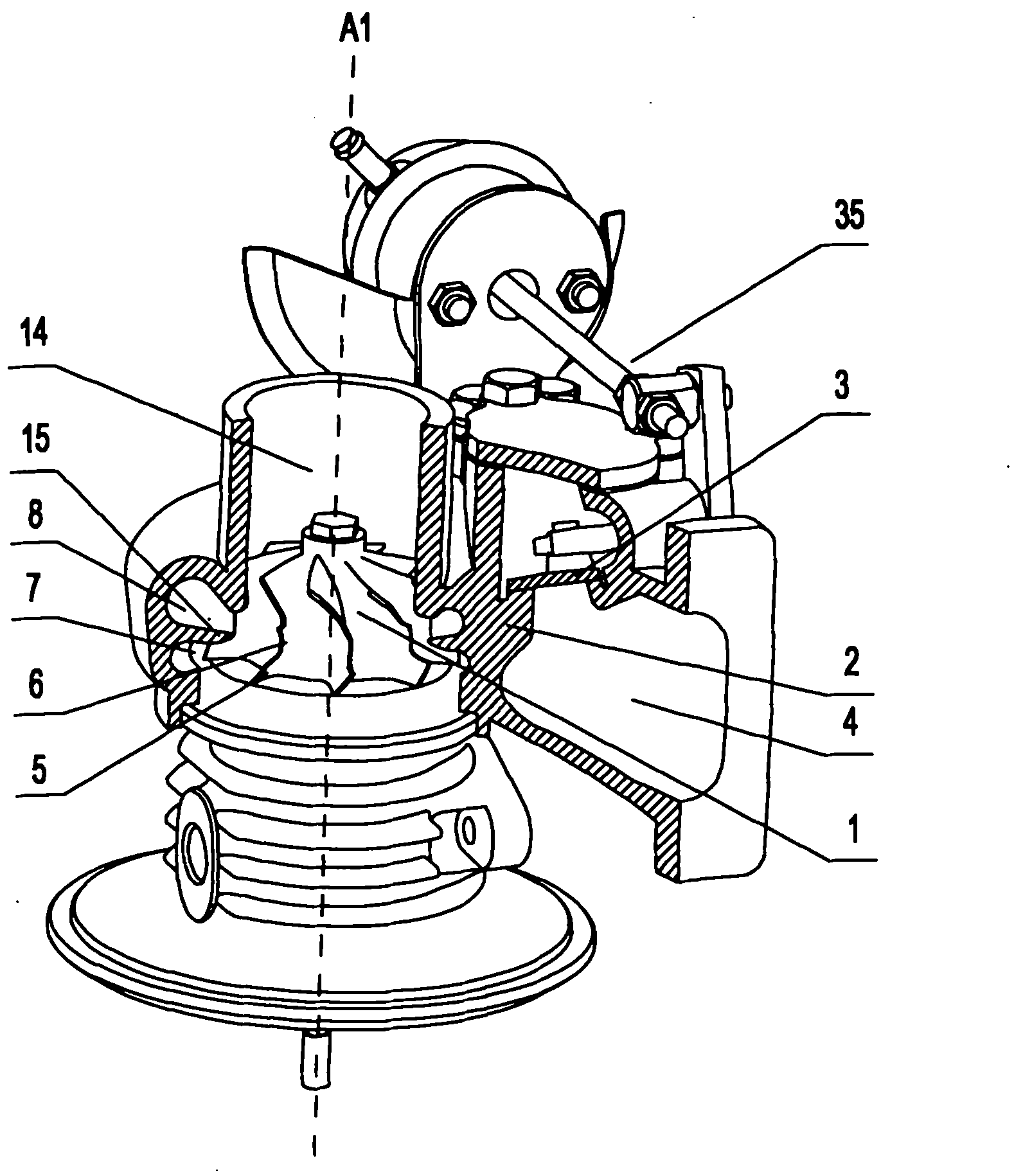 Complex turbine device with variable section