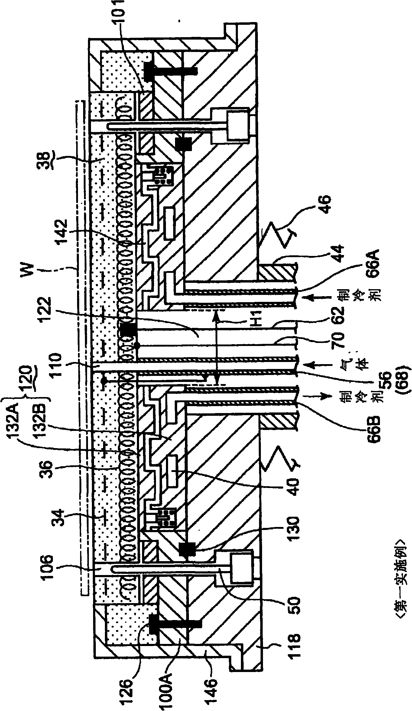 Mounting table structure and plasma film forming apparatus