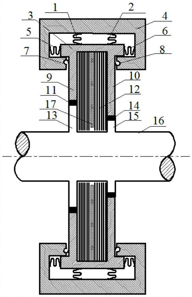 Self-concentric brush seal structure with rotor provided with discs