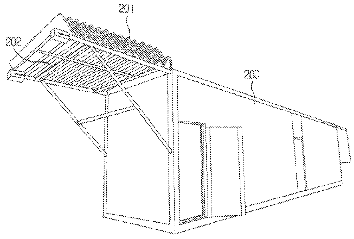 Container including sliding roof