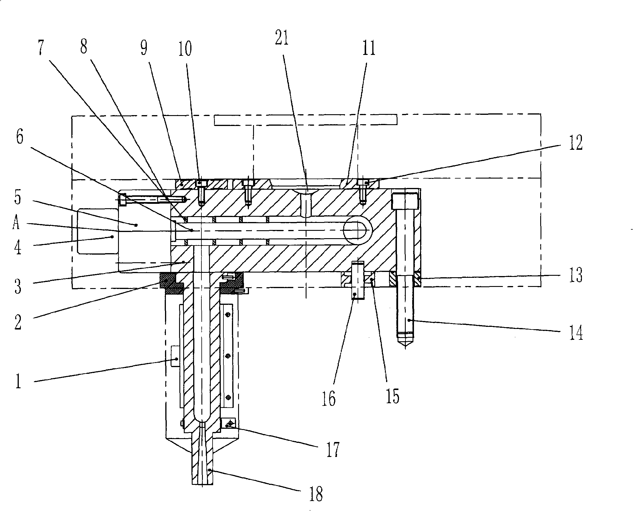 Inner vibration sequence injection molding die device and injection molding technique thereof