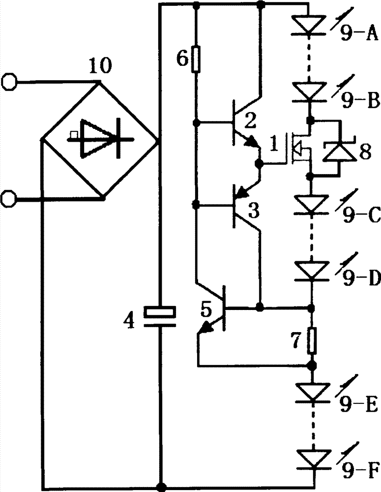 Constant current direct-driven type LED switching power supply