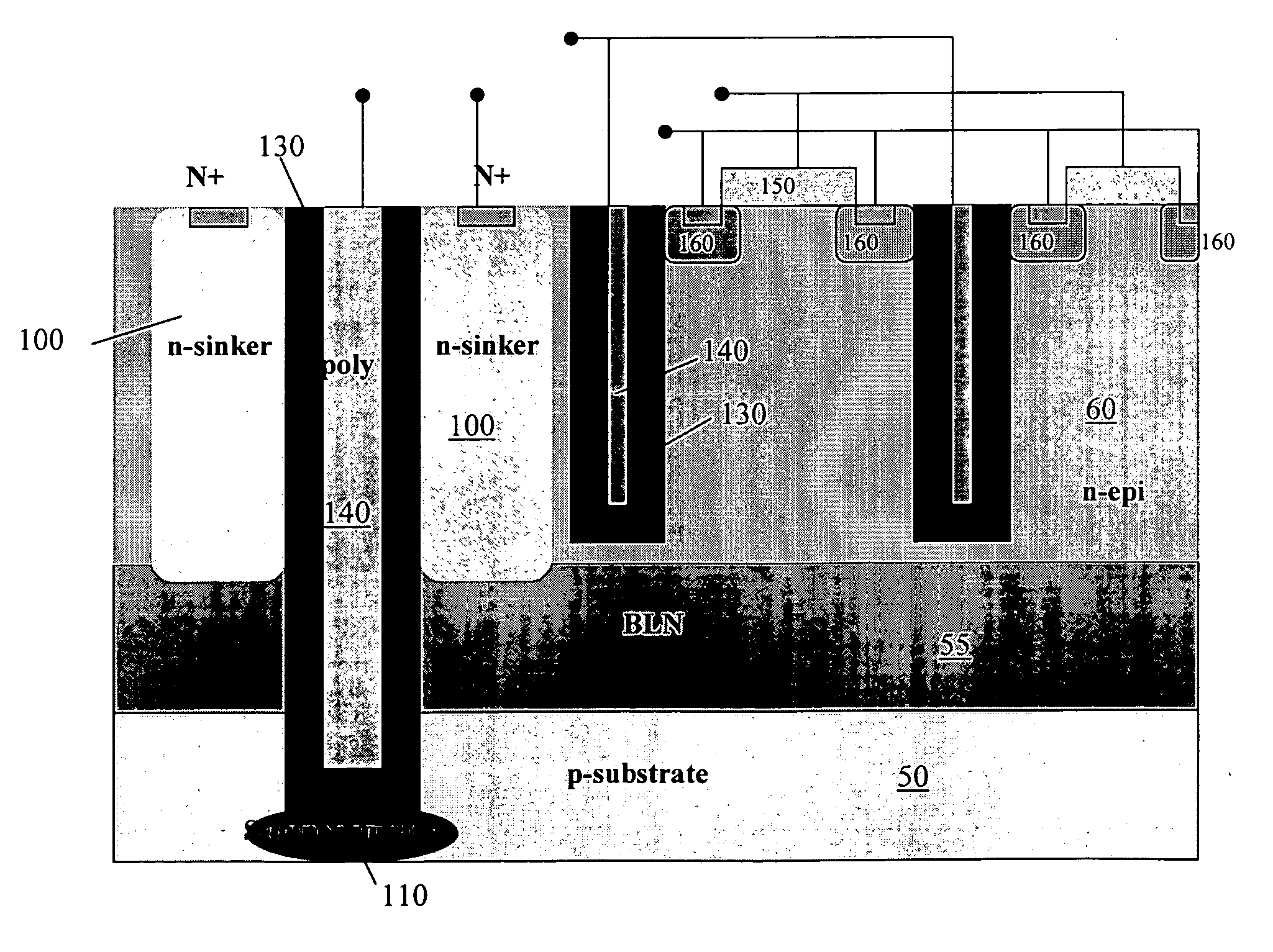 Double trench for isolation of semiconductor devices