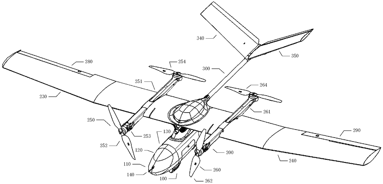 Adjustable type rotor-wing power machine head device for fixed-wing unmanned aerial vehicle