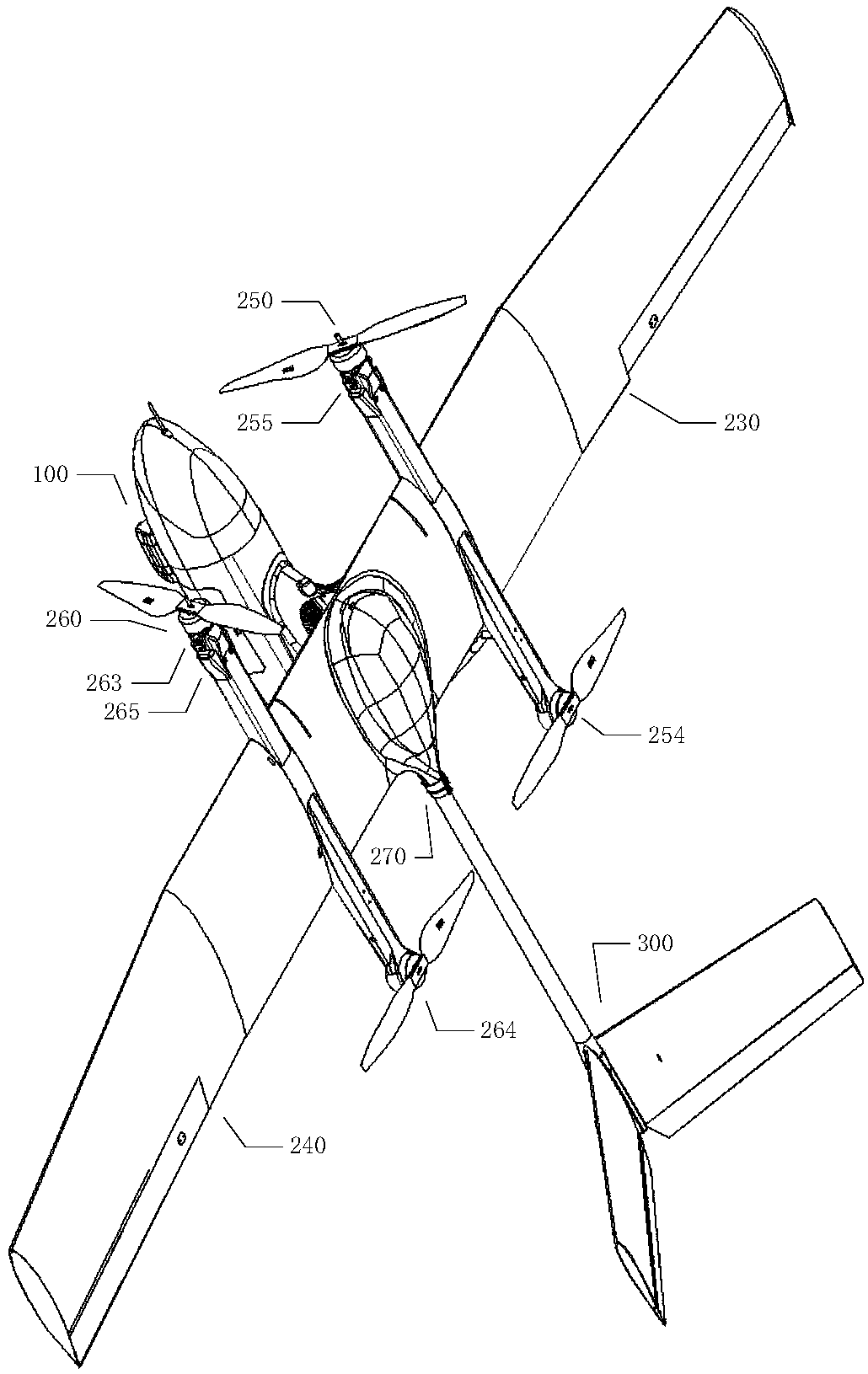 Adjustable type rotor-wing power machine head device for fixed-wing unmanned aerial vehicle