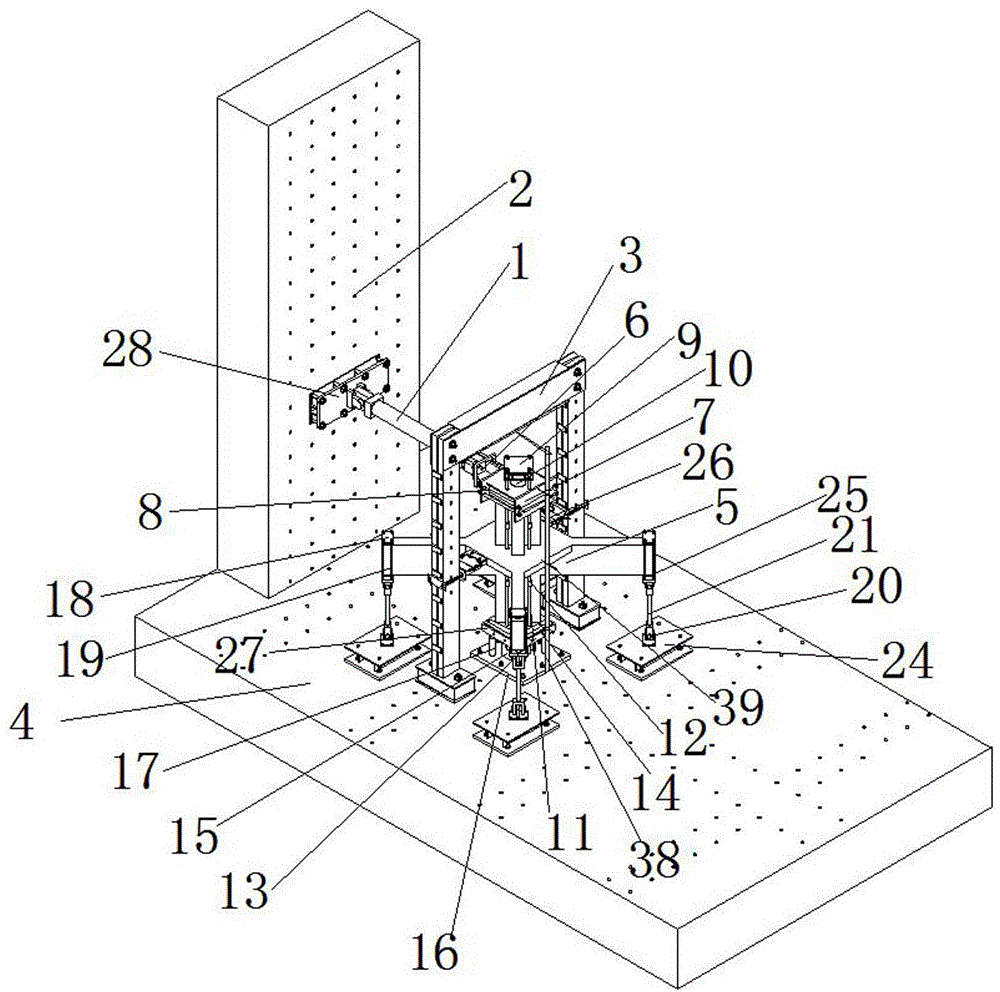 Frame structure beam plate column node oblique loading device