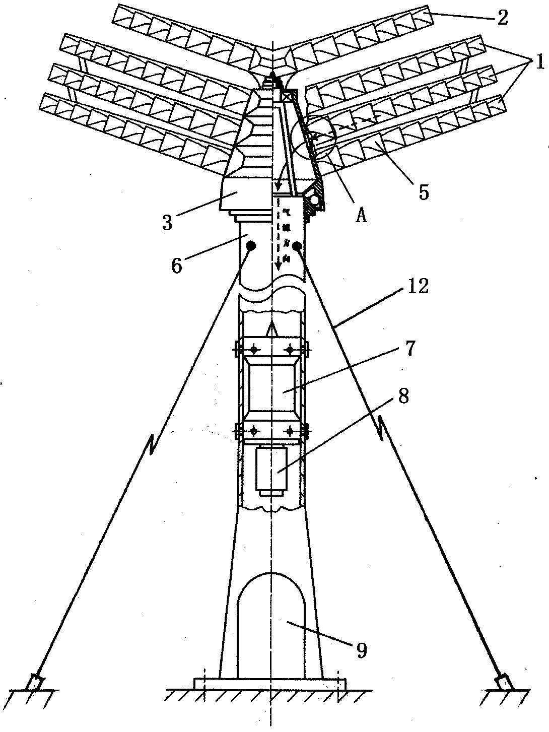 Windward side self-adjusting high-altitude wind power generation device