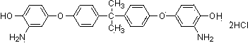 Bisphenol 2 (m-amino p-hydroxy phenyl) ether hydrochloride and preparation method and application thereof