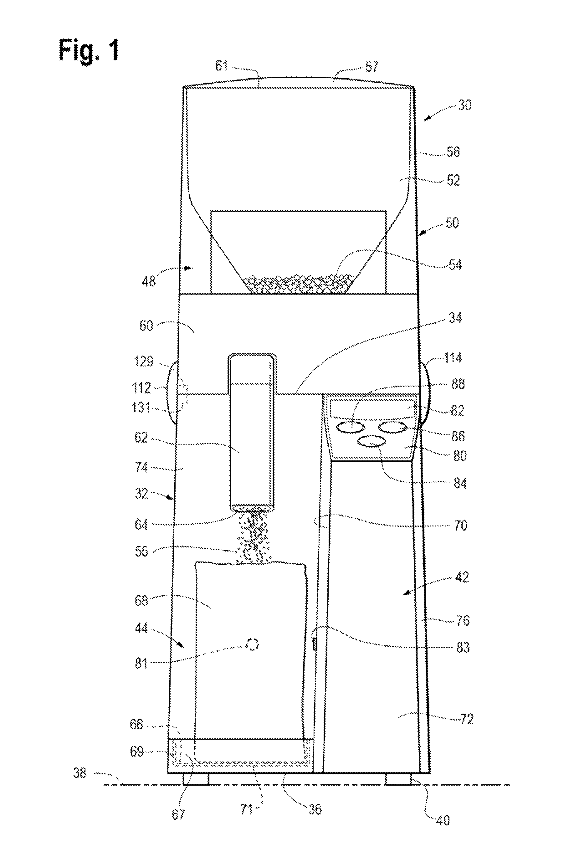 Electrical food grinder with electronically adjustable grind settings and tooless disassembly