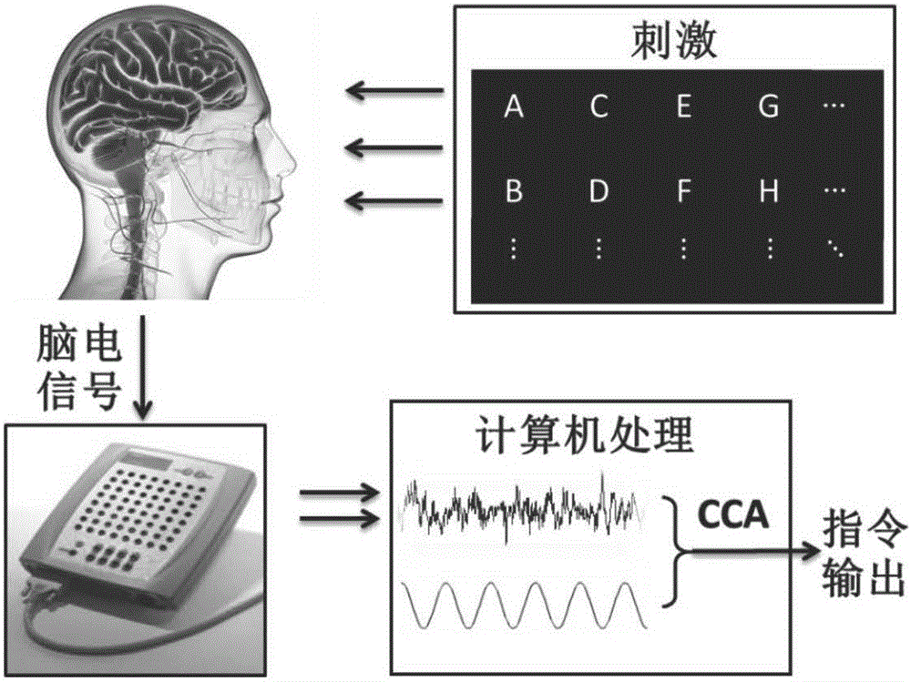 Brain-computer interface communication system based on asymmetric visual evoked potential