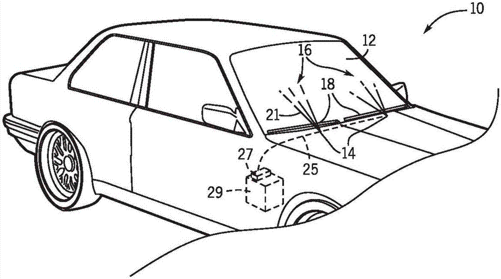 Conformal heater for windshield washer nozzle
