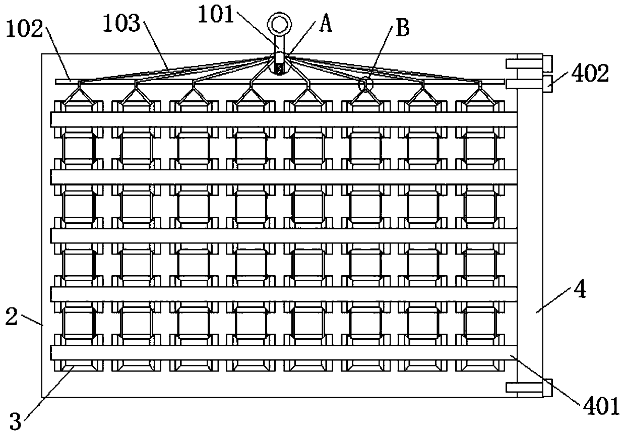 A grid hollow brick filling frame fitted with centripetal compaction