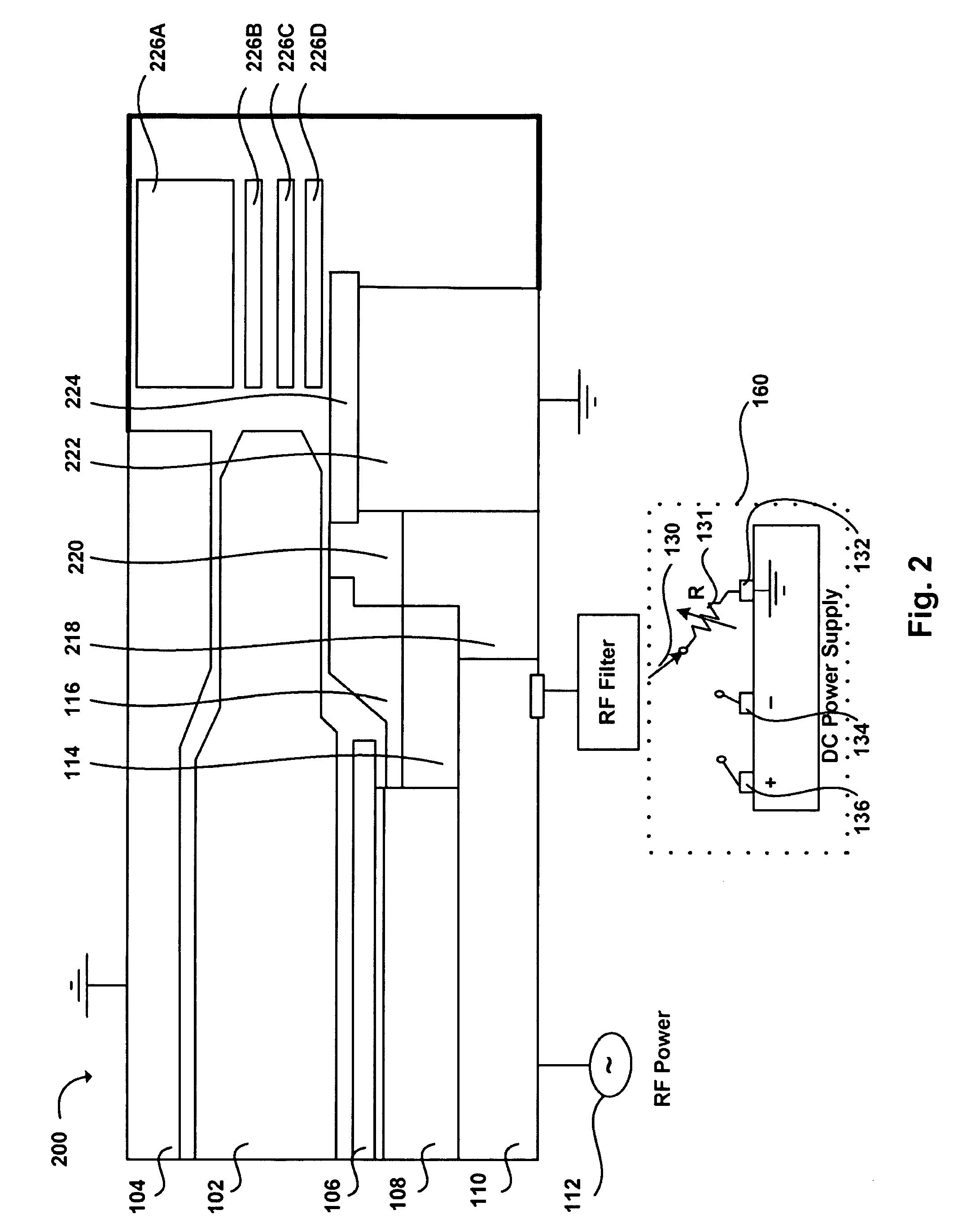Method and apparatus for DC voltage control on rf-powered electrode