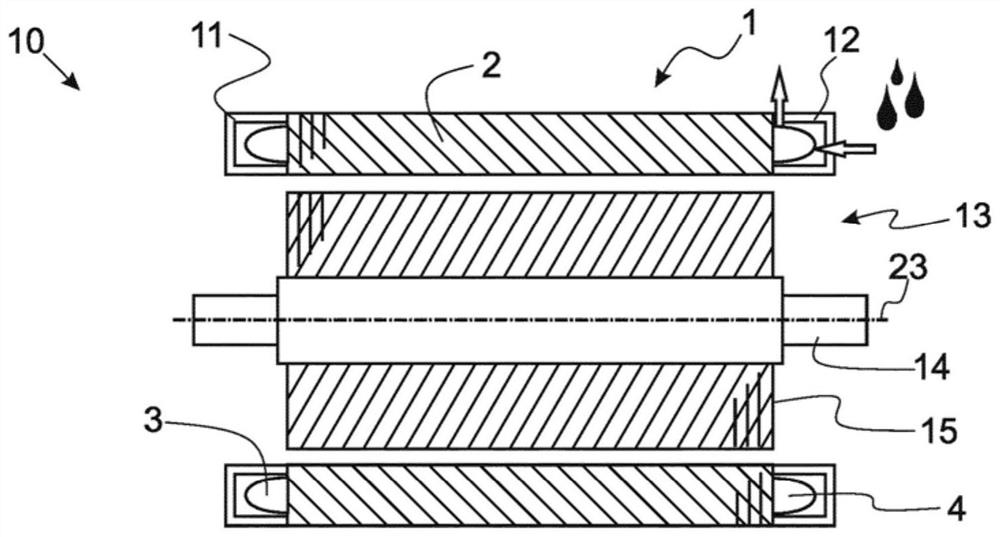 Cooling channel for winding overhang of stator, and stator comprising cooling channel of this type