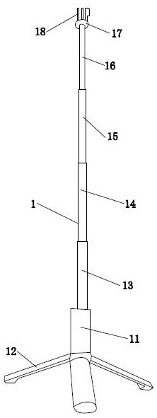 Extending and folding integrated structure of light supplement lamp tripod extension rod