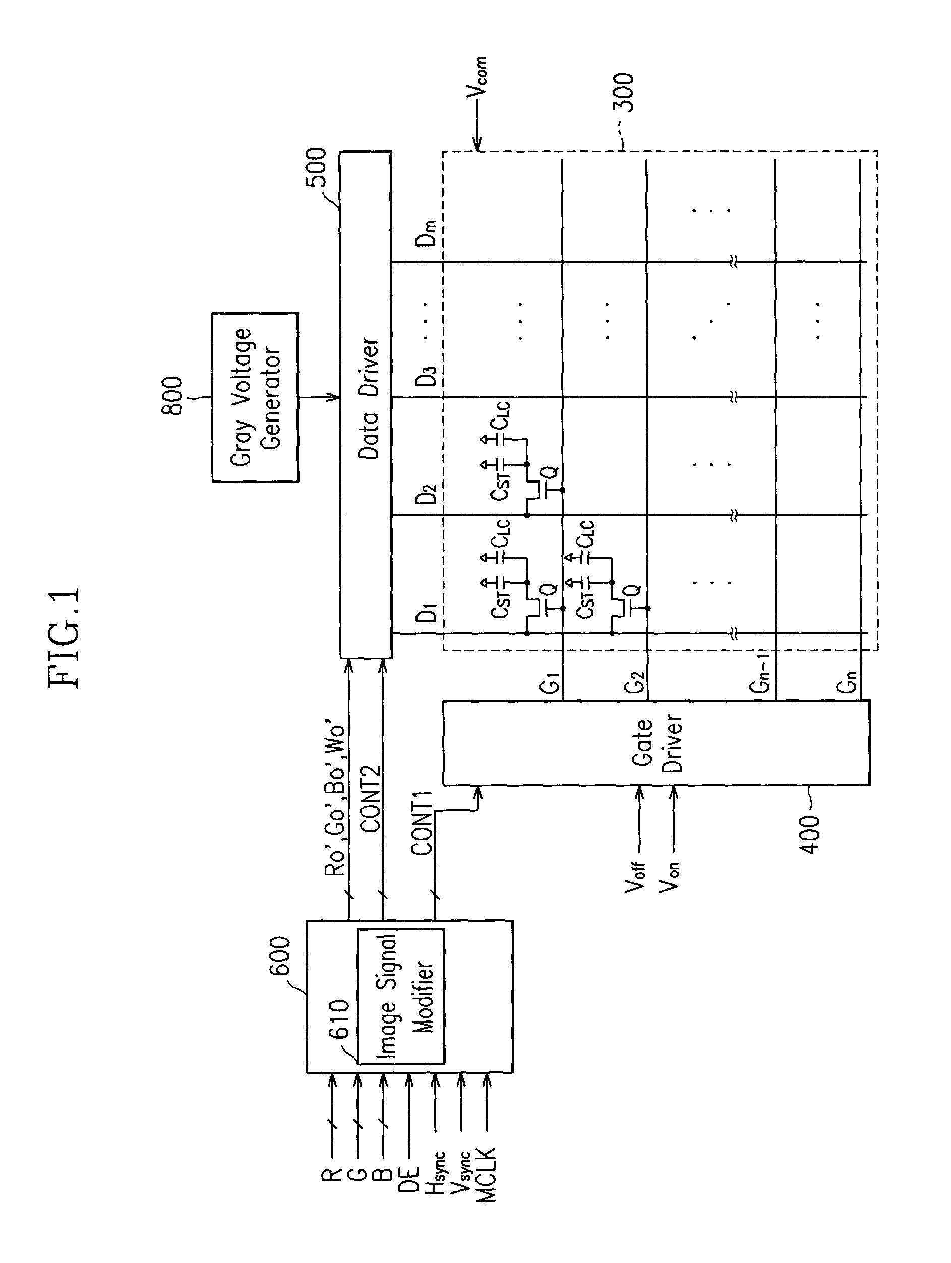 Four color liquid crystal display and driving device and method thereof