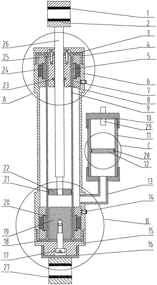 Single-piston-rod, double-cylinder and double-coil magneto-rheological absorber