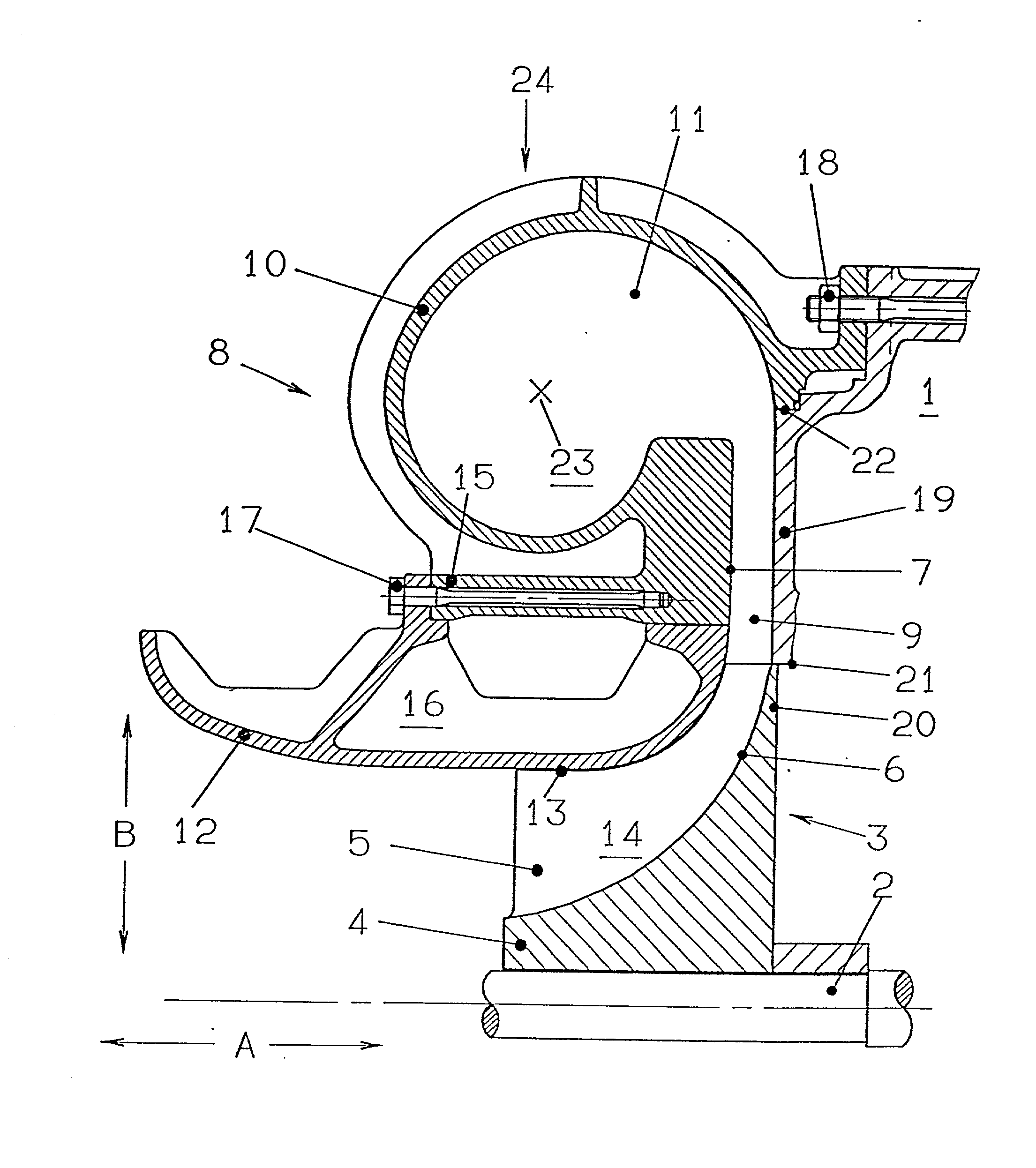 Turbomachine with radial-flow compressor impeller