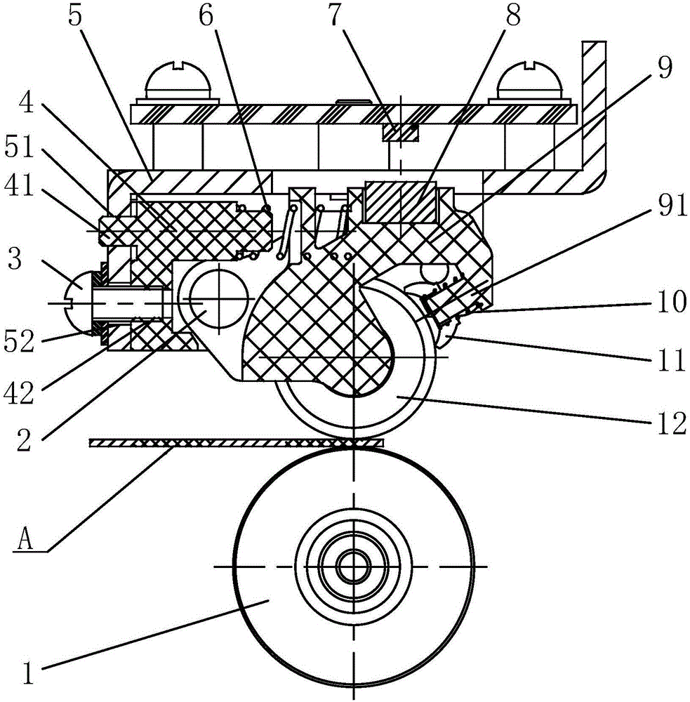 Axis-split type paper money thickness-measuring mechanism