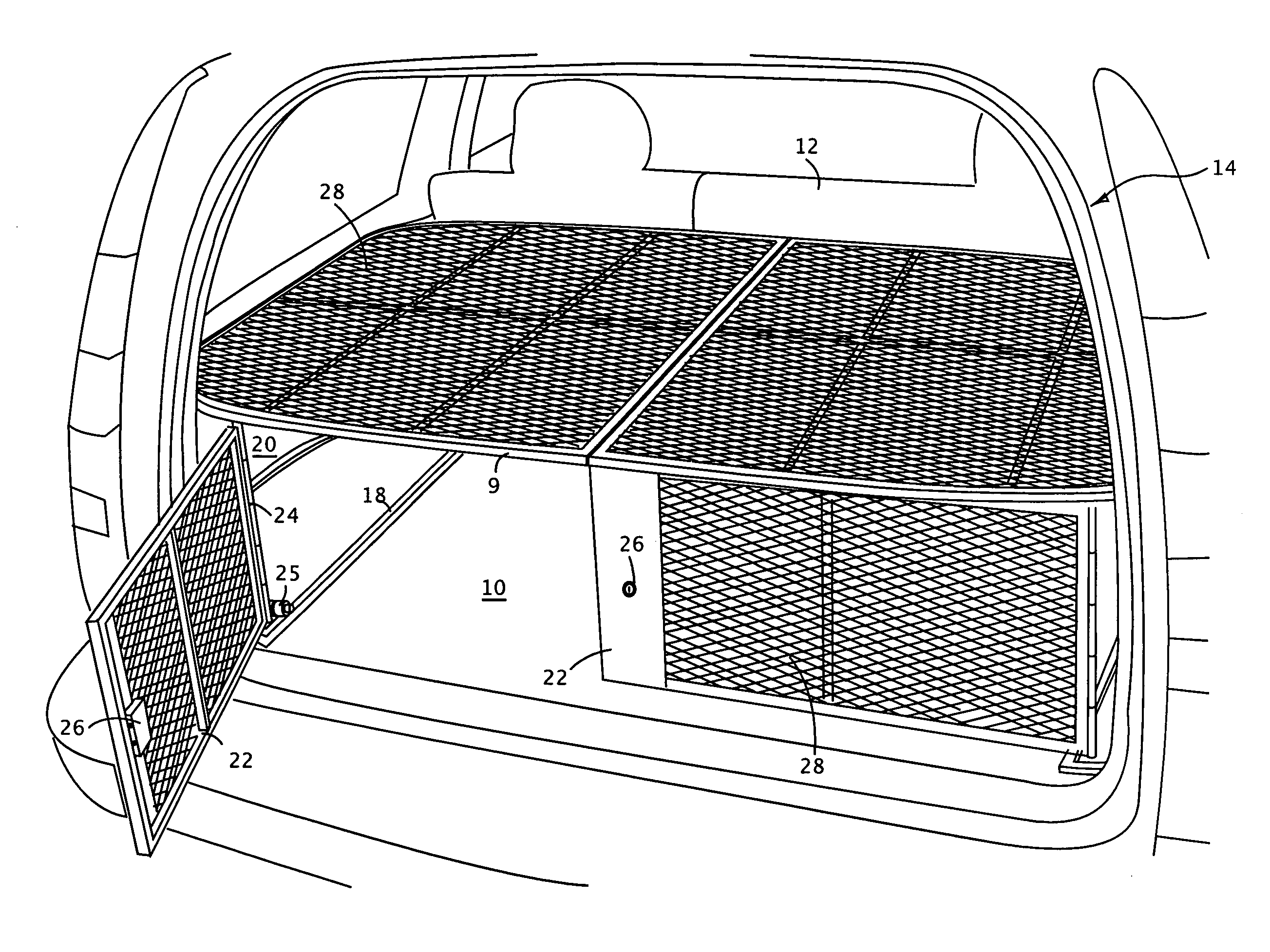 Cargo cage for an automobile